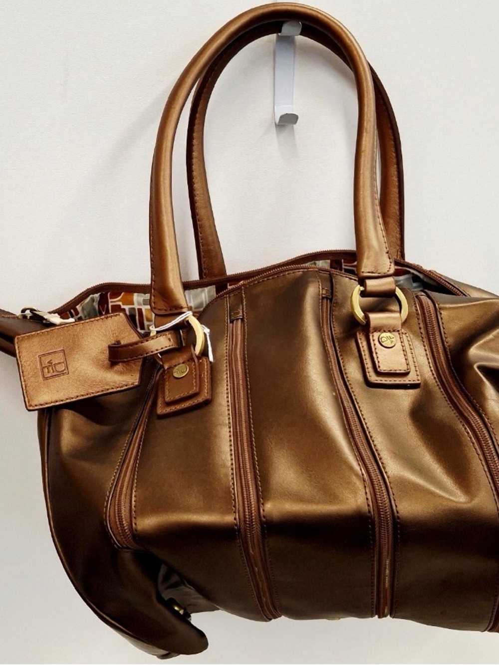 Diane Von Furstenberg Brown Leather Tote with Gold Hardware